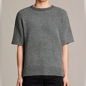 AllSaints Minami Chunky-Knit Short Sleeve Sweater – Gray 🩶